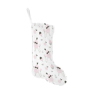 Poodle dog rose cake pattern Christmas Stocking