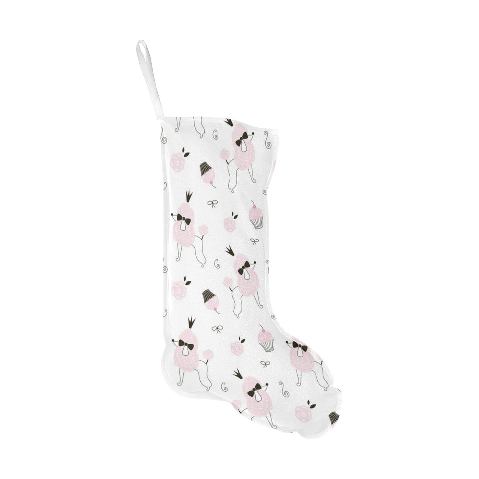 Poodle dog rose cake pattern Christmas Stocking