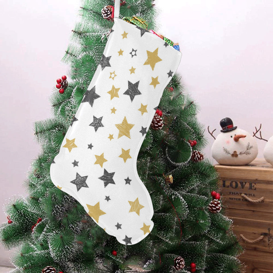 hand drawn gold black star pattern Christmas Stocking