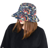 Blue red dragon cloud pattern Unisex Bucket Hat