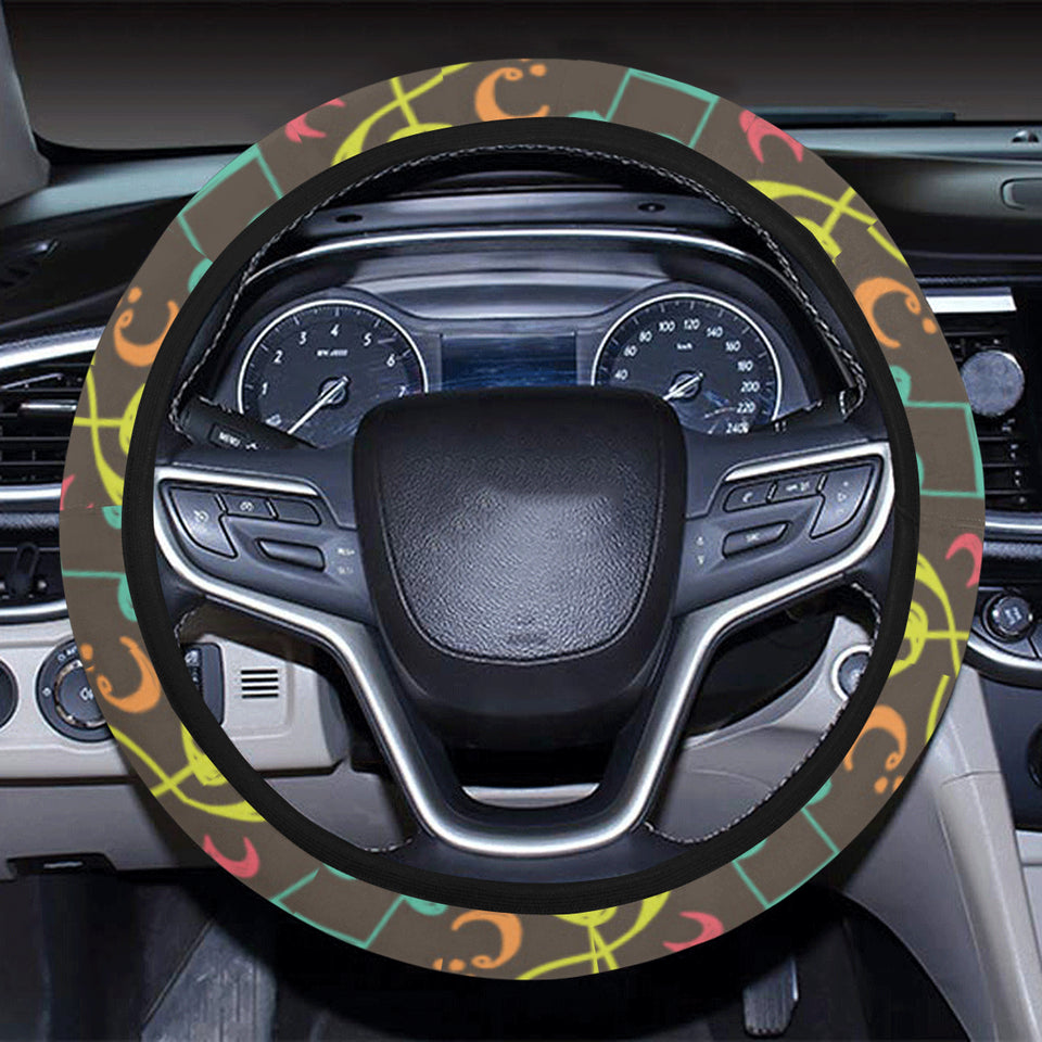 Music Notes Pattern Print Design 05 Car Steering Wheel Cover