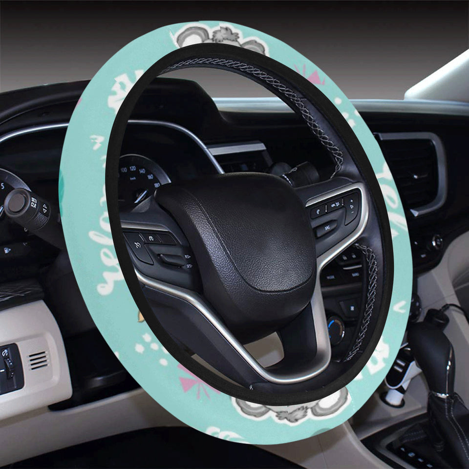 Cute koalas blue background pattern Car Steering Wheel Cover