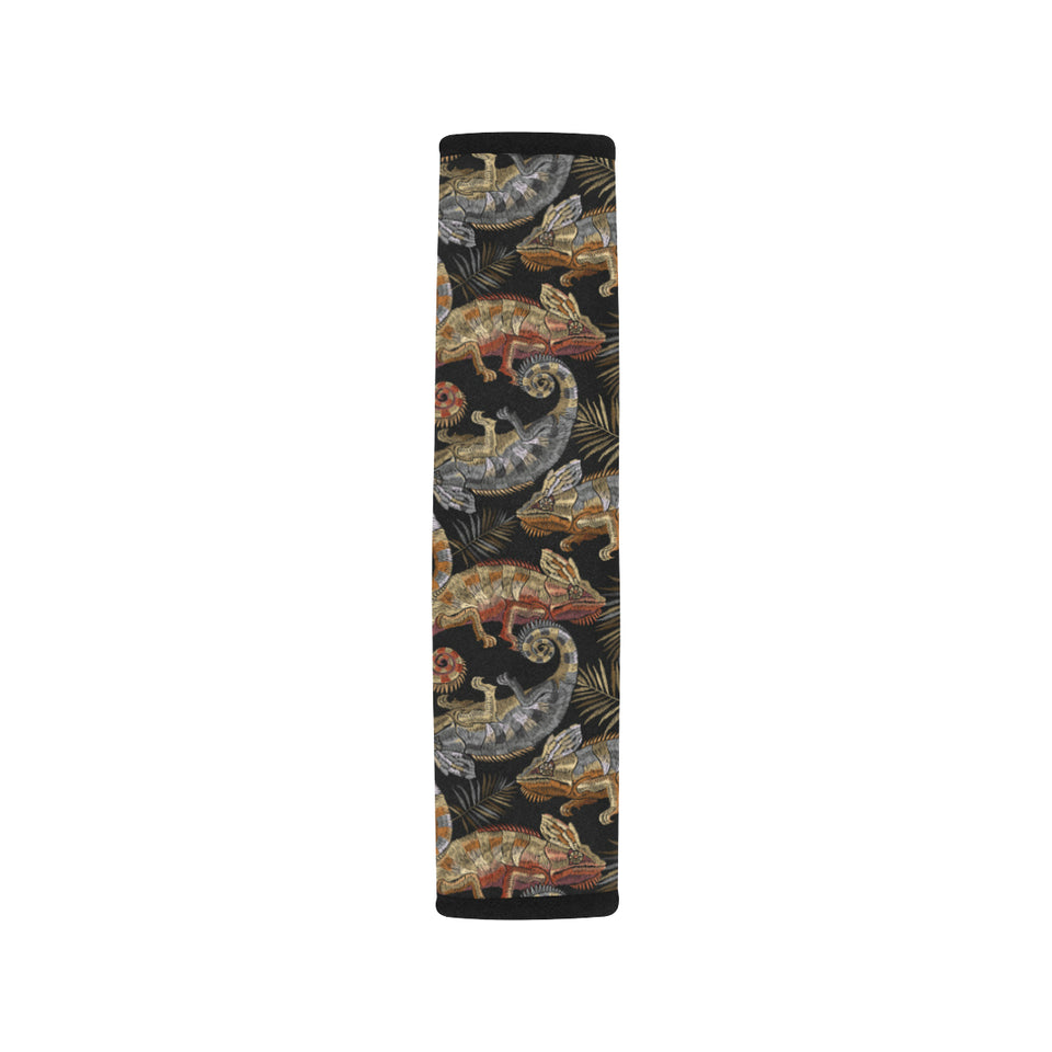 Chameleon lizard tropical leaves palm tree Car Seat Belt Cover