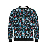 Skull flower roses leave pattern Men's Crew Neck Sweatshirt