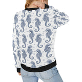 Seahorse pattern background Women's Crew Neck Sweatshirt