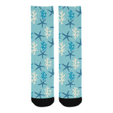 Blue starfish coral reef pattern Crew Socks