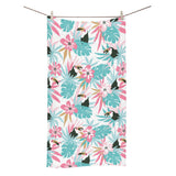 Toucan tropical flower leave pattern Bath Towel