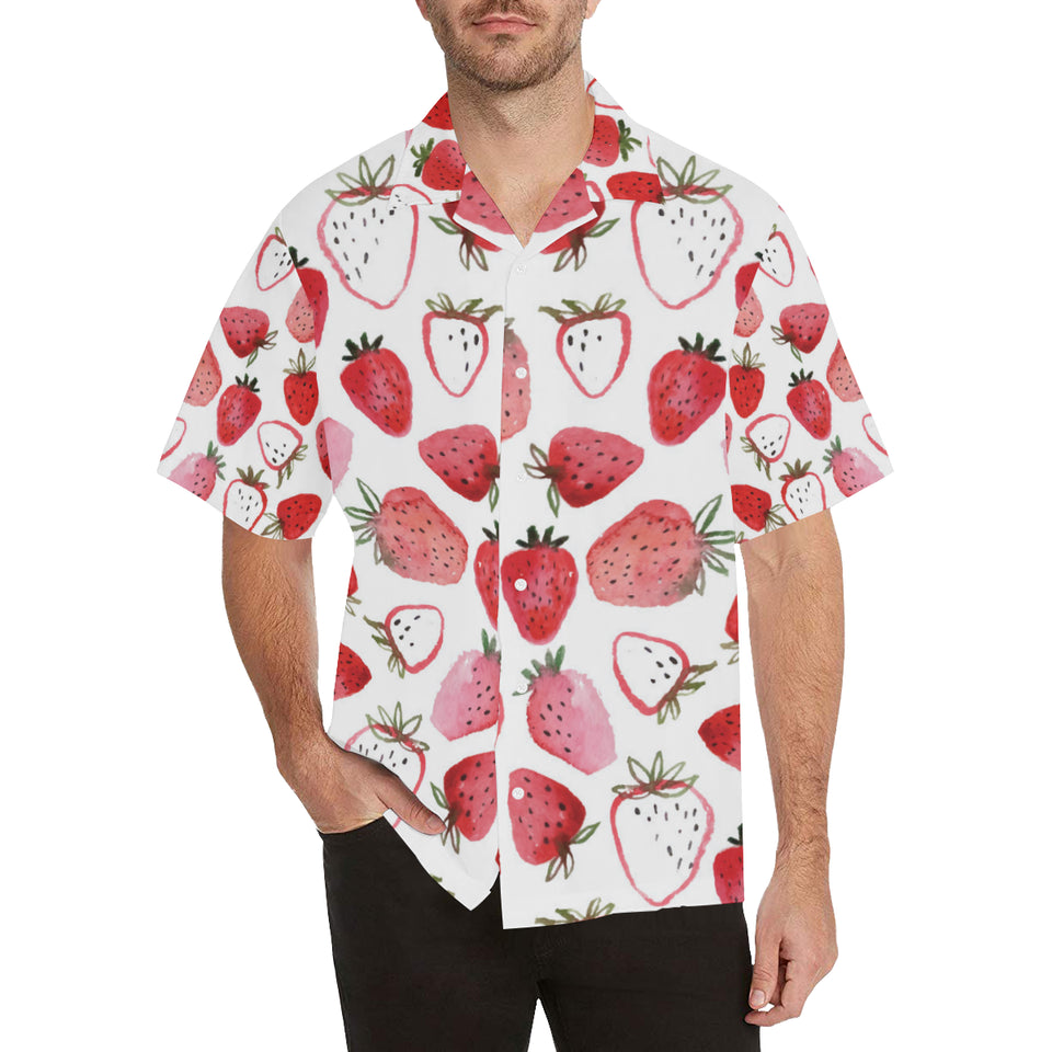 watercolor hand drawn beautiful strawberry pattern Men's All Over Print Hawaiian Shirt