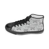 Cute raccoons leaves dot Women's High Top Canvas Shoes Black