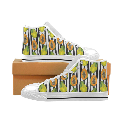 papaya design pattern Men's High Top Canvas Shoes White