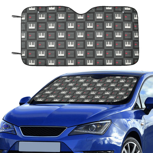 Piano Pattern Print Design 05 Car Sun Shade