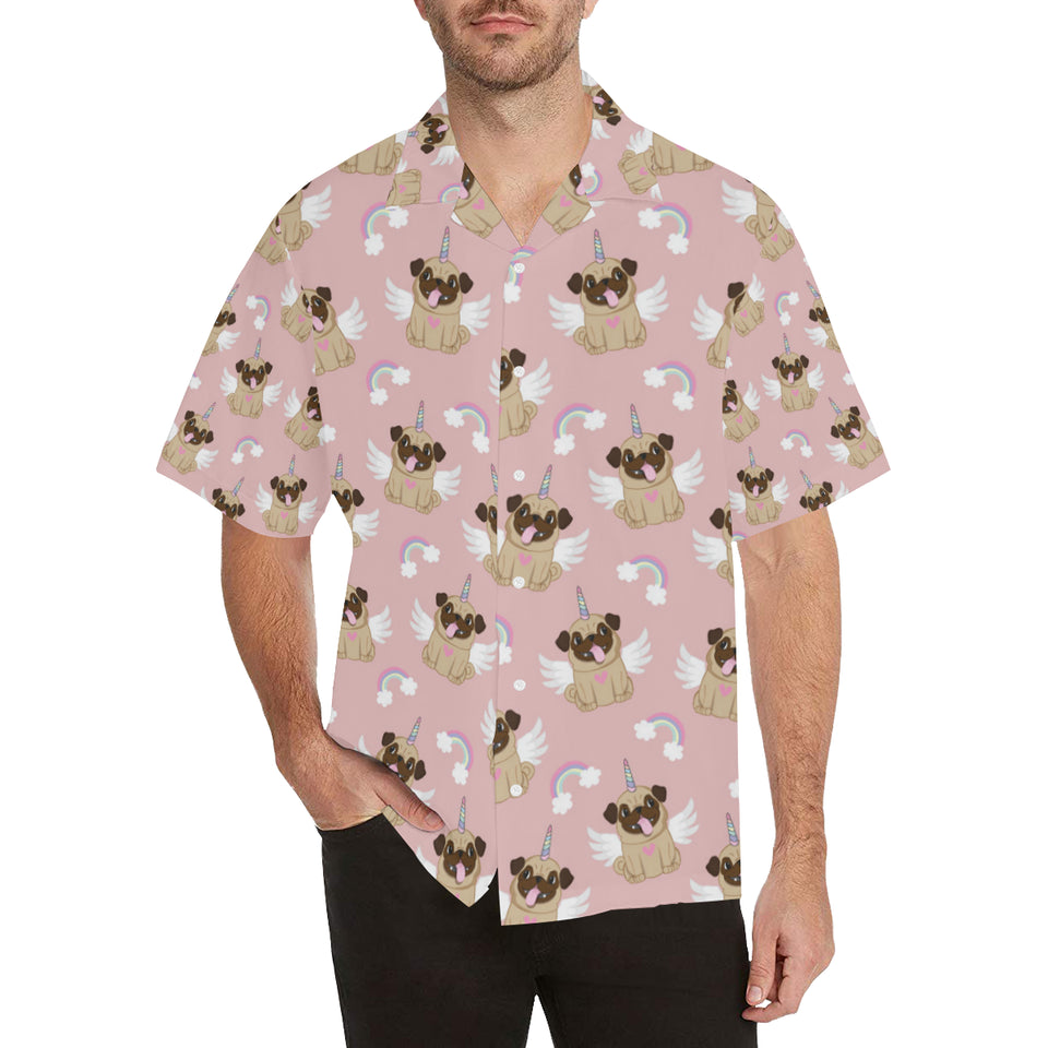 Cute unicorn pug pattern Men's All Over Print Hawaiian Shirt
