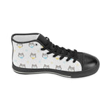 Cute Siberian Husky pattern Women's High Top Canvas Shoes Black