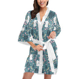 Cute rabbit pattern Women's Short Kimono Robe