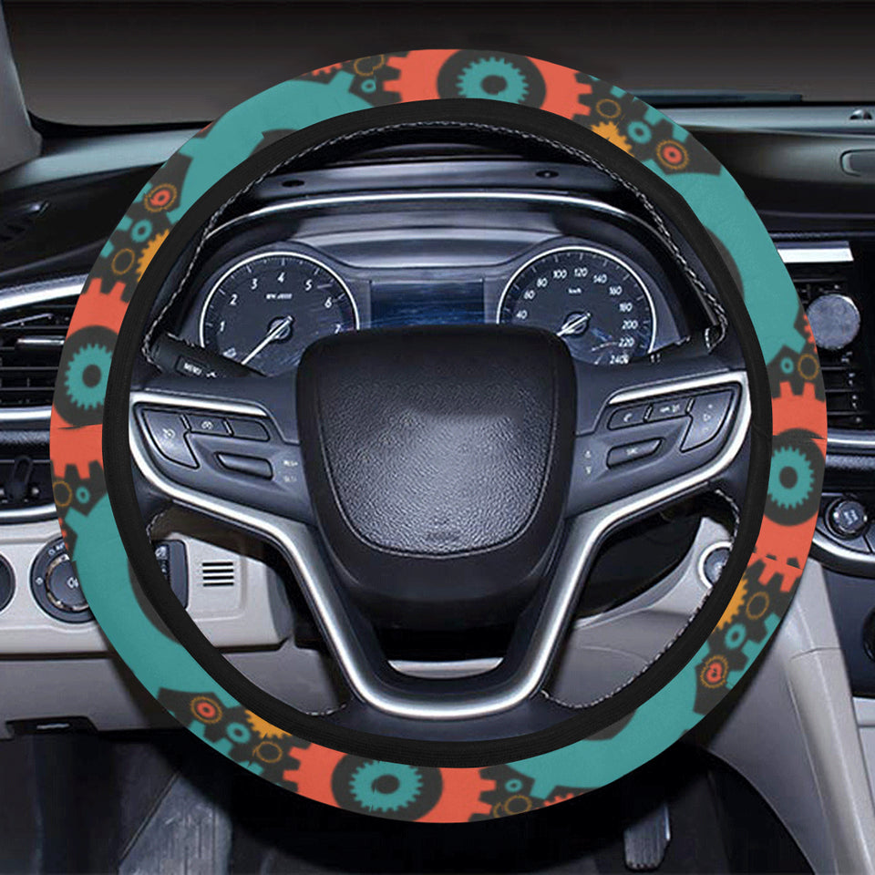 Gear Pattern Print Design 01 Car Steering Wheel Cover