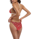 Snowflake pattern red background Sexy Bikinis Two-Piece Swimsuits
