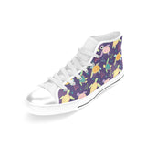 Colorful sea turtle pattern Women's High Top Canvas Shoes White