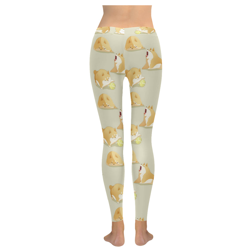 Cute fat shiba inu dog pattern Women's Legging Fulfilled In US