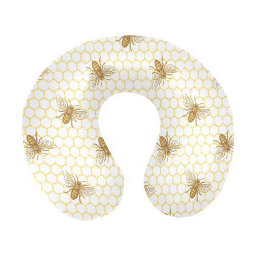 Bee honeycomb seamless design pattern U-Shaped Travel Neck Pillow