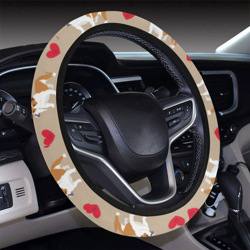 English Bulldog Pattern Print Design 05 Car Steering Wheel Cover
