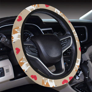 English Bulldog Pattern Print Design 05 Car Steering Wheel Cover