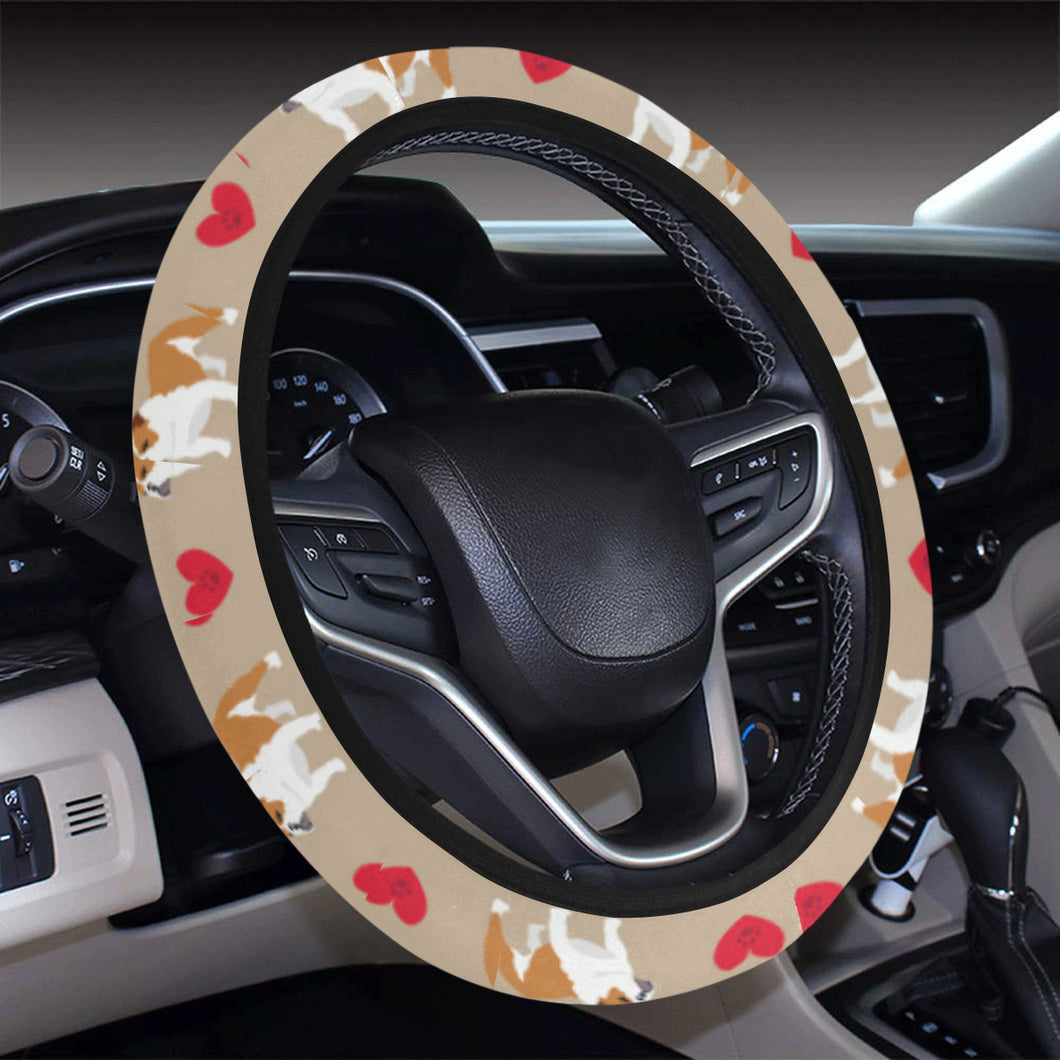 English Bulldog Pattern Print Design 05 Car Steering Wheel Cover