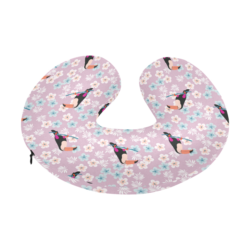 Beautiful toucan flower leaves U-Shaped Travel Neck Pillow