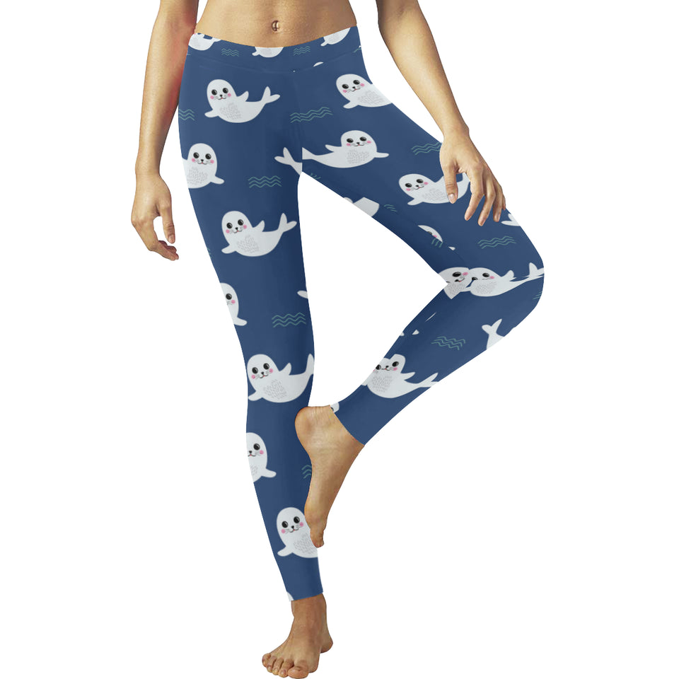 Cute white baby sea lion seal pattern Women's Legging Fulfilled In US