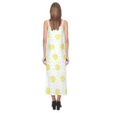 hand drawn sun pattern V-Neck Open Fork Long Dress