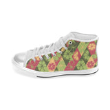 Cool Geometric lime pattern Women's High Top Canvas Shoes White