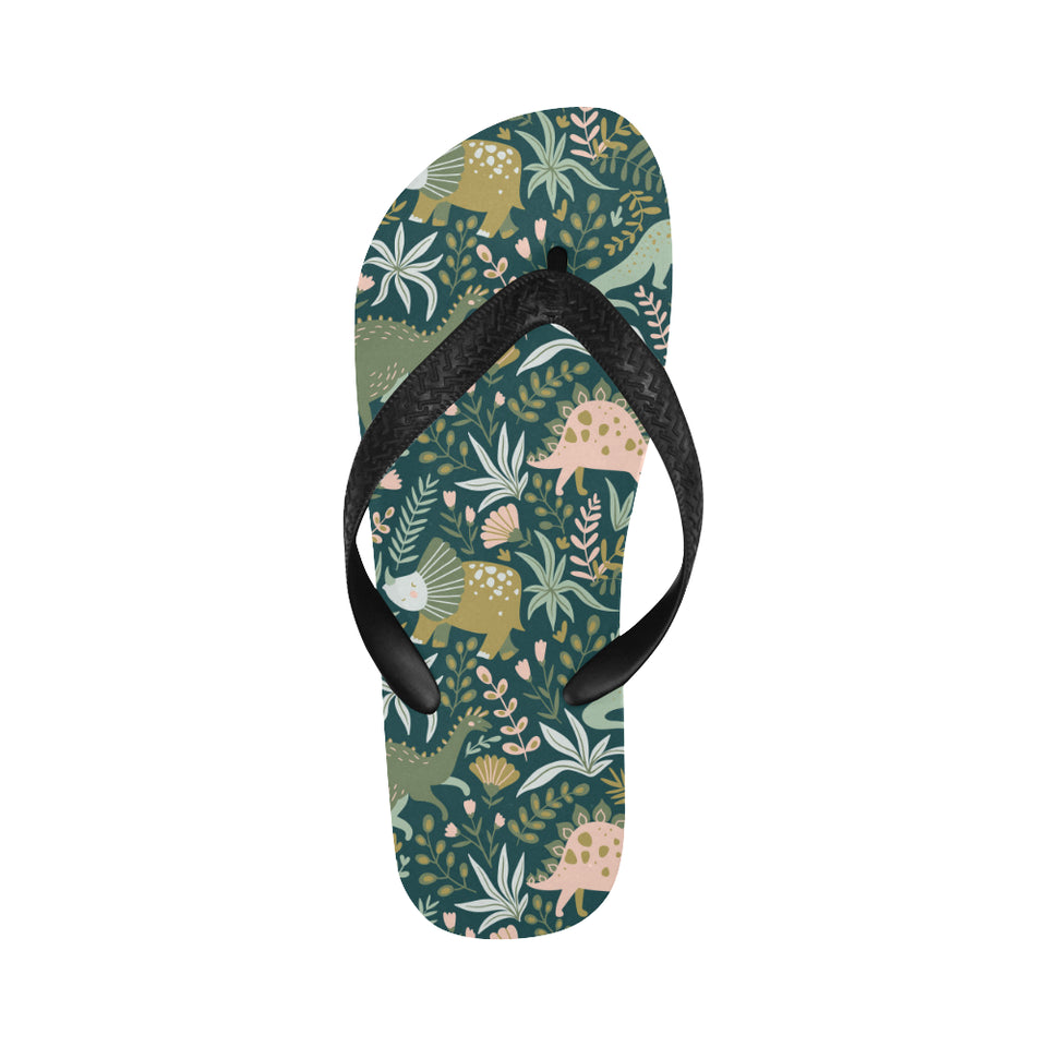 dinosaurs tropical leaves flower pattern Unisex Flip Flops