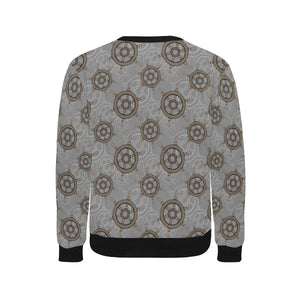 nautical wood steering wheel pattern Men's Crew Neck Sweatshirt