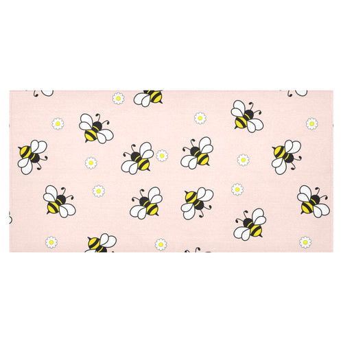 Cute bee flower pattern pink background Tablecloth
