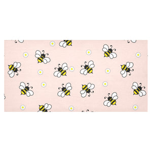 Cute bee flower pattern pink background Tablecloth