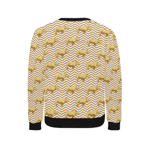 Rhino yellow theme pattern Men's Crew Neck Sweatshirt
