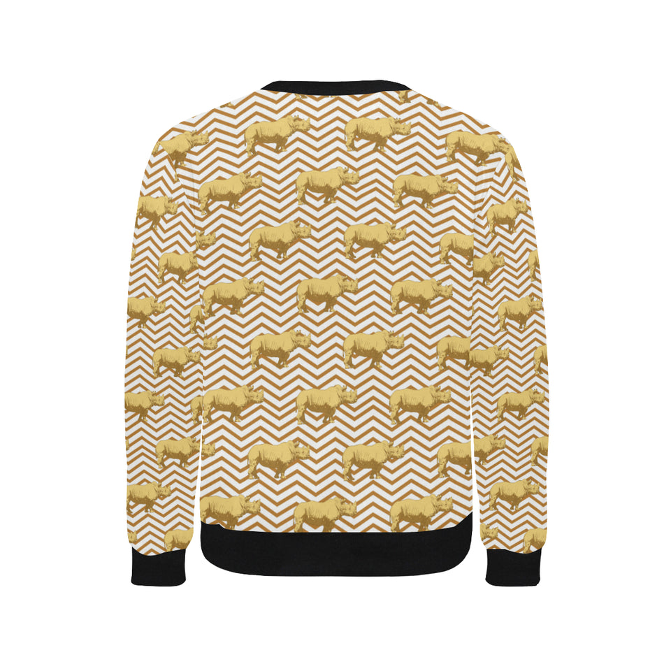 Rhino yellow theme pattern Men's Crew Neck Sweatshirt