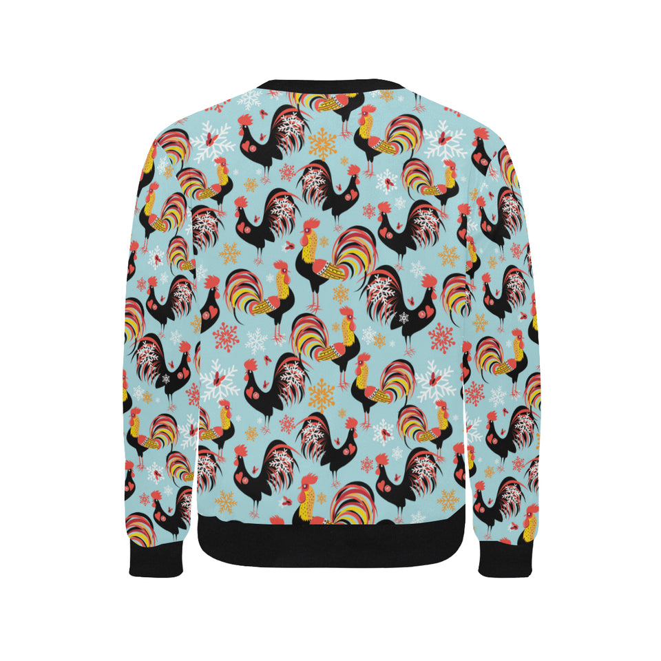 Rooster chicken cock snowfalke Men's Crew Neck Sweatshirt