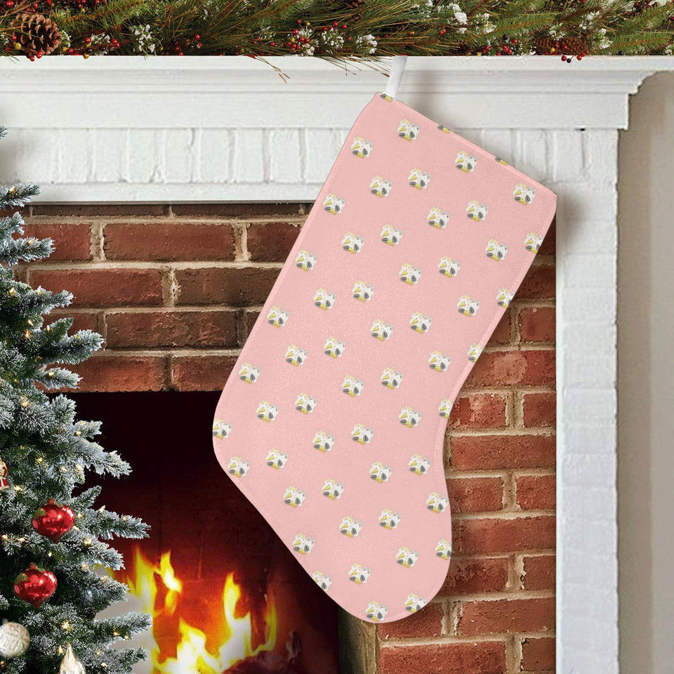 Cute hamster cheese pattern pink background Christmas Stocking