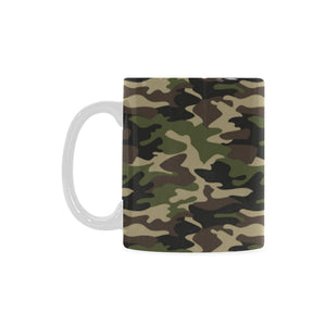 Dark Green camouflage pattern Classical White Mug (Fulfilled In US)