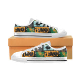 dinosaurs print pattern Men's Low Top Canvas Shoes White