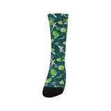 Lime ice flower pattern Crew Socks