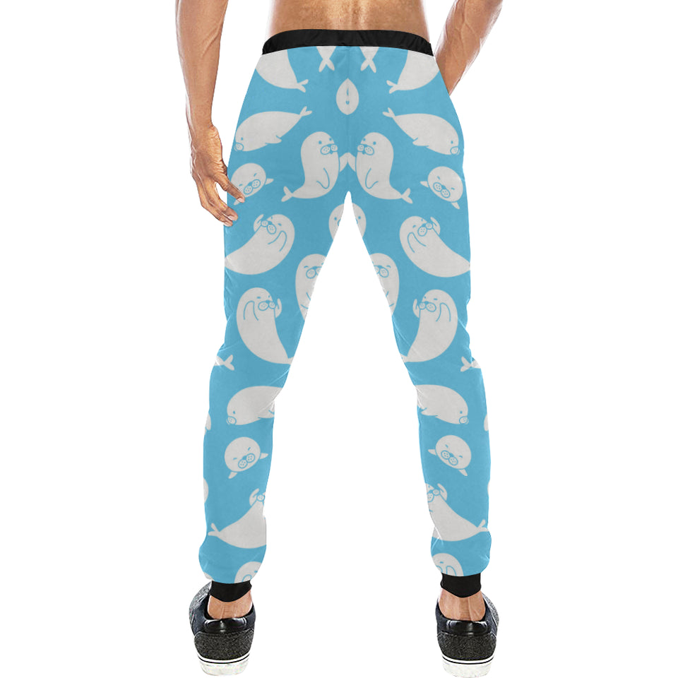 Cute white sea lion seals pattern Unisex Casual Sweatpants