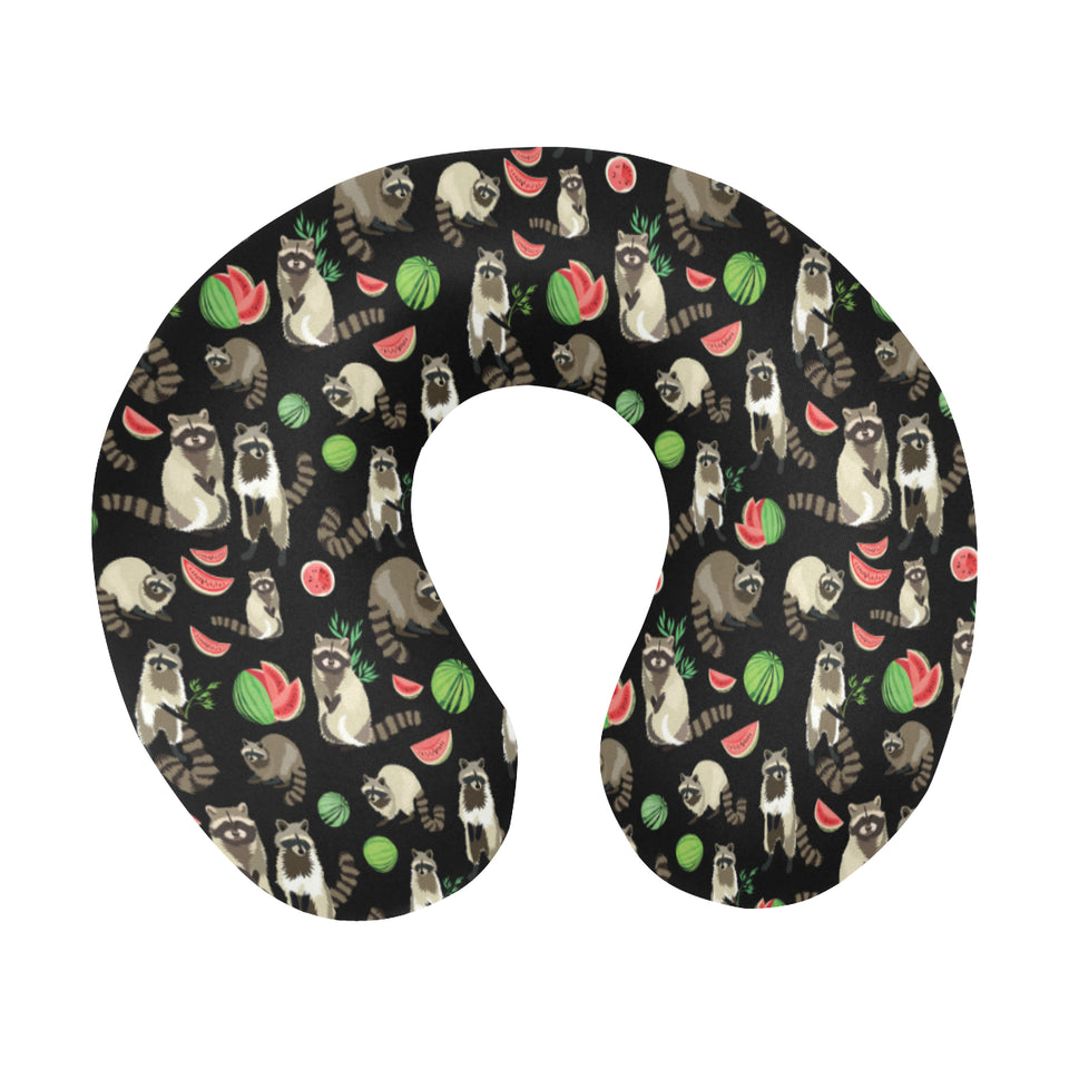 Raccoon watermelon pattern U-Shaped Travel Neck Pillow