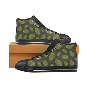 Hop pattern black background Women's High Top Canvas Shoes Black