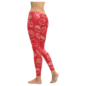 sushi pattern red background Women's Legging Fulfilled In US