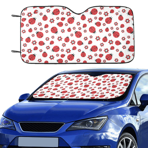 Ladybug Pattern Print Design 04 Car Sun Shade