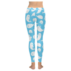 Cute white sea lion seals pattern Women's Legging Fulfilled In US