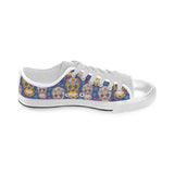 Sugar skull flower pattern Men's Low Top Shoes White