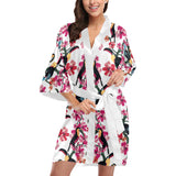Toucan flower design pattern Women's Short Kimono Robe