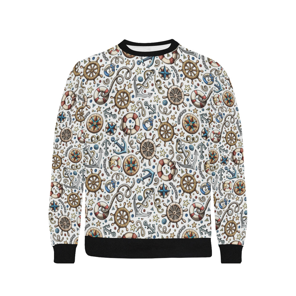 Cute nautical steering wheel anchor pattern Men's Crew Neck Sweatshirt